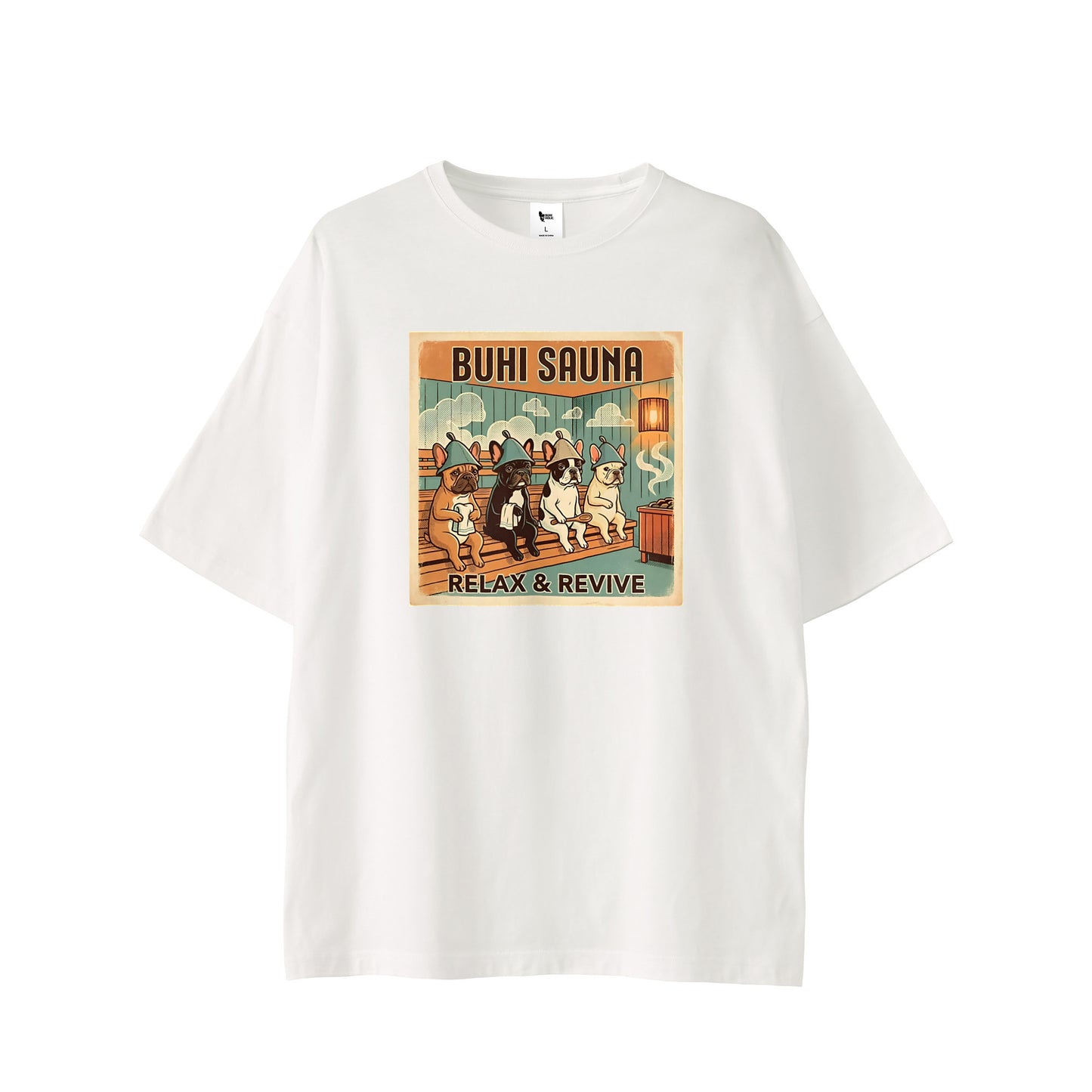 BUHI SAUNAビックシルエットTシャツ white image
