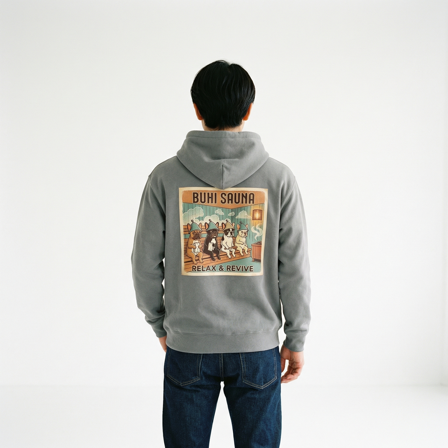 BUHI SAUNAフレンチテリージップパーカー