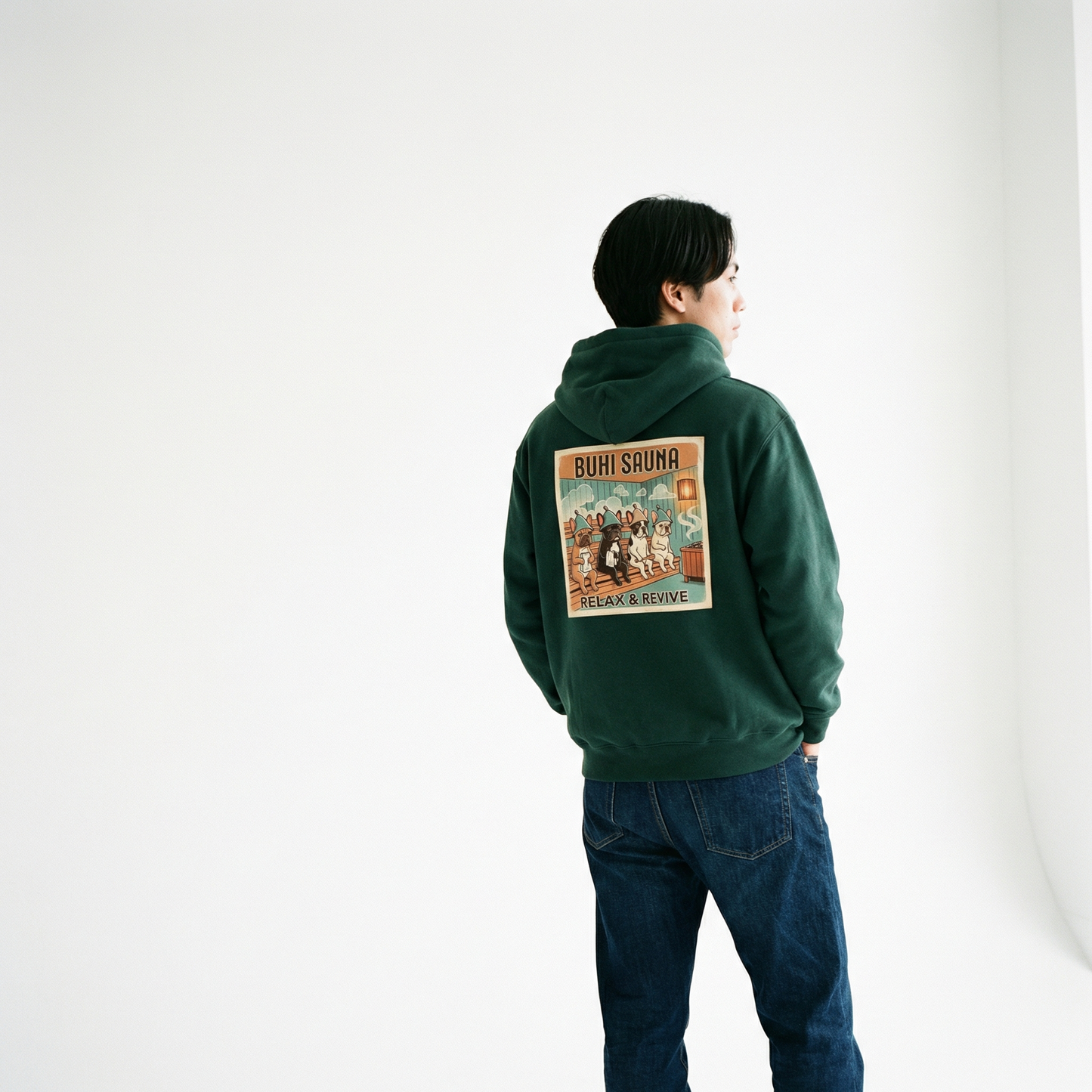 BUHI SAUNAフレンチテリージップパーカー