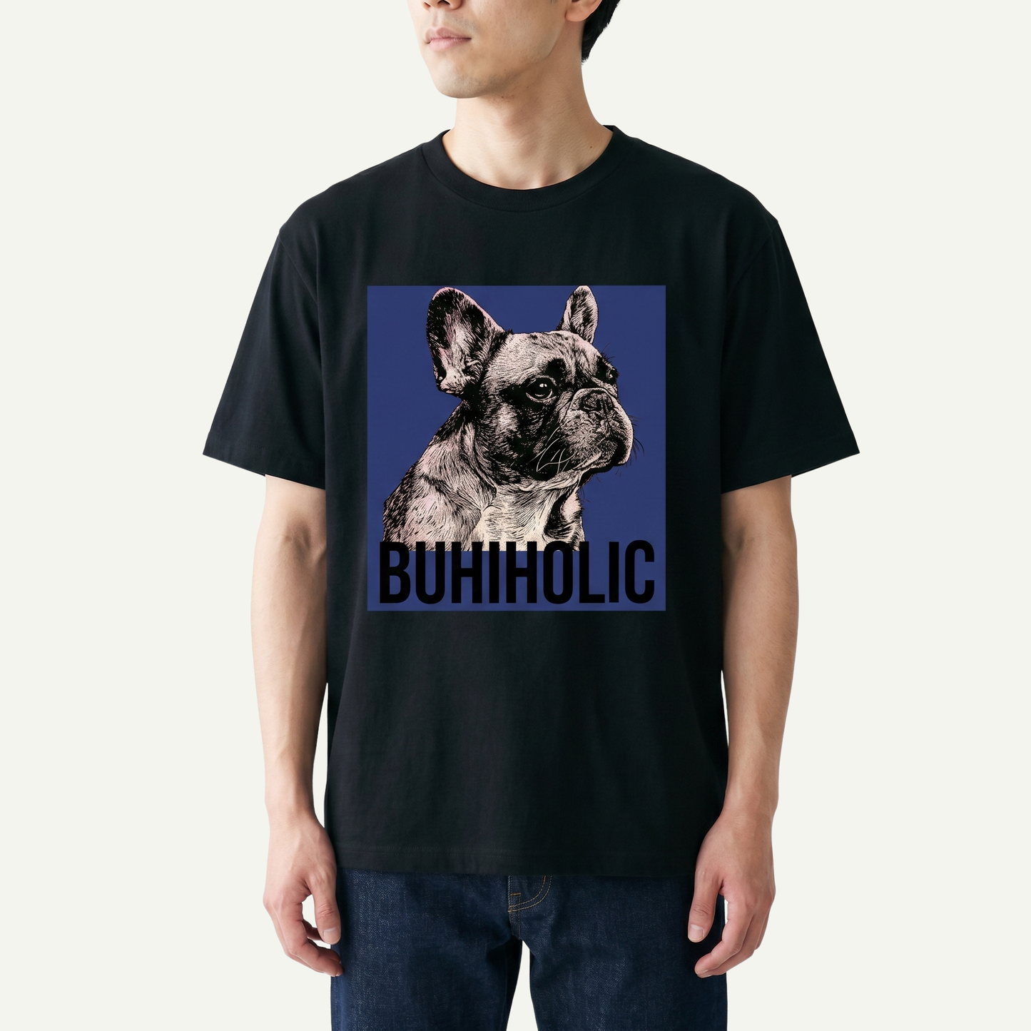 BUHIHOLIC ステンシルTシャツ(Indigo)