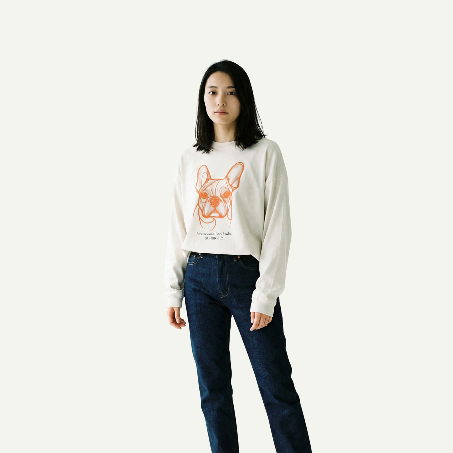 コンターラインブヒロングTシャツ
