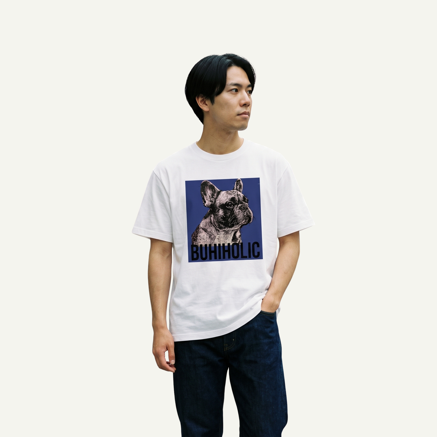 BUHIHOLIC ステンシルTシャツ(Indigo)