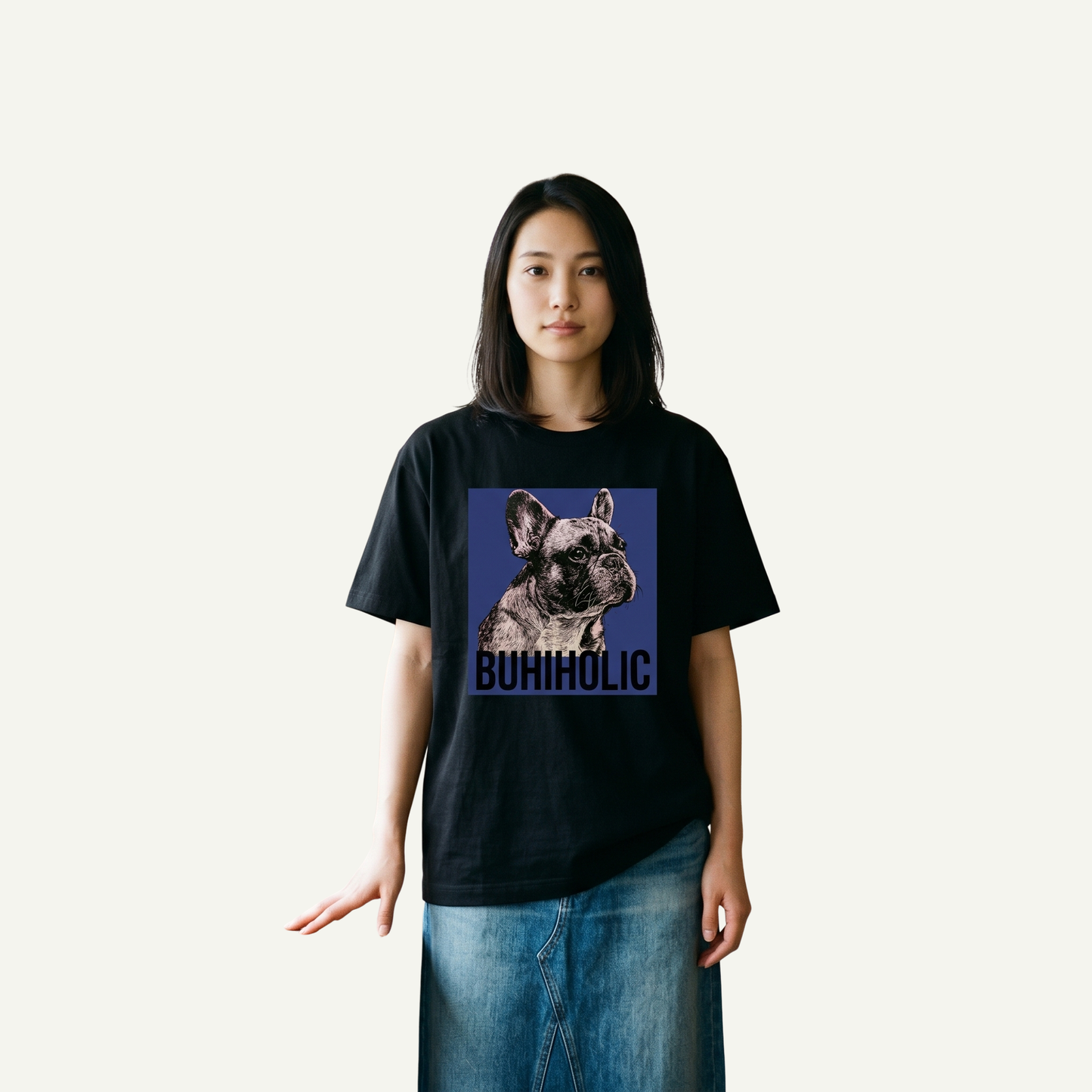 BUHIHOLIC ステンシルTシャツ(Indigo)