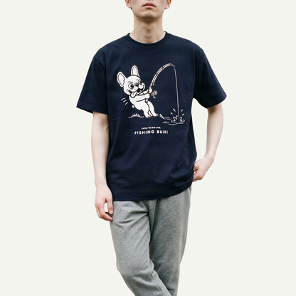 FISHING BUHI Tシャツ ネイビー 着用