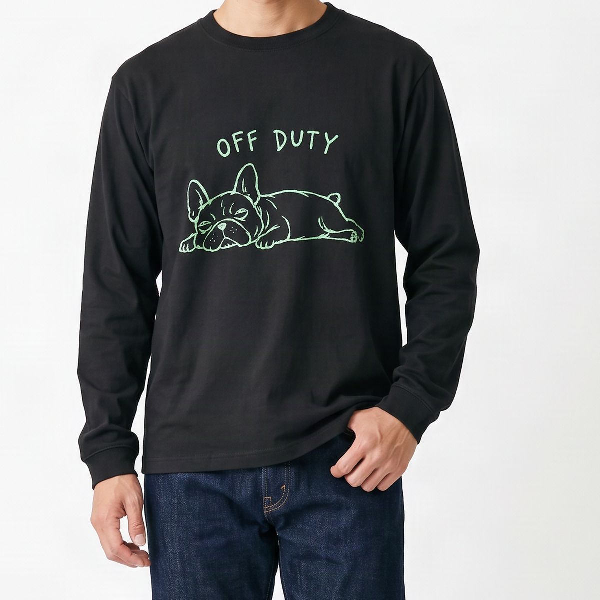 OFF DUTYロングTシャツ チャコール 着用 男性